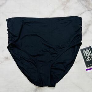 Coco Reef Womens High Waist Bikini Bottom Size 2XL Black New Shirred Slimming
